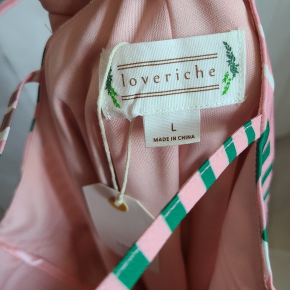 Loveriche halter mini dress pink & green retro v-neck racerback new Size small - Picture 3 of 6